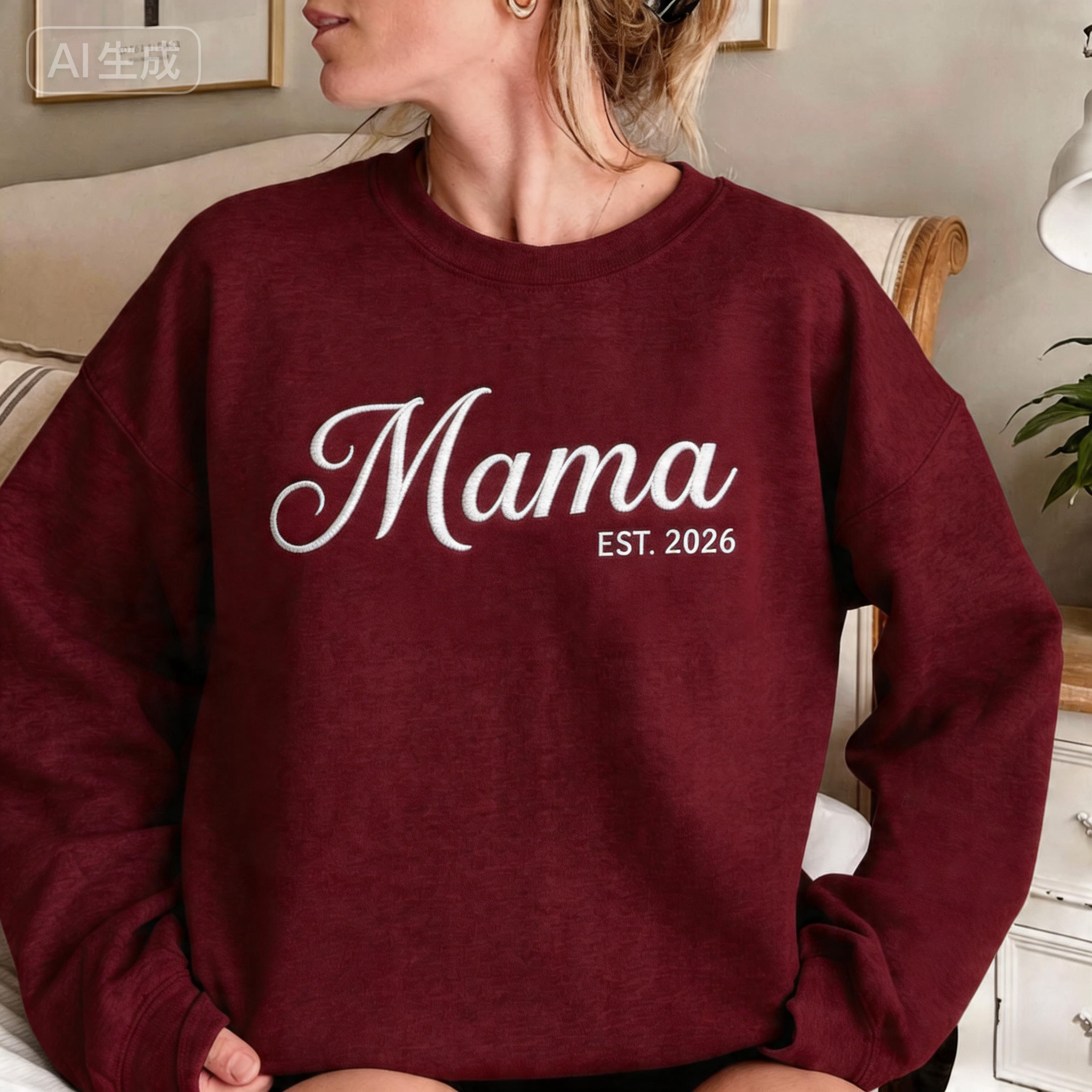 Embroidered Mama Grandma Sweatshirt Personalized Name On Sleeve Mothers Day Gift for Mom