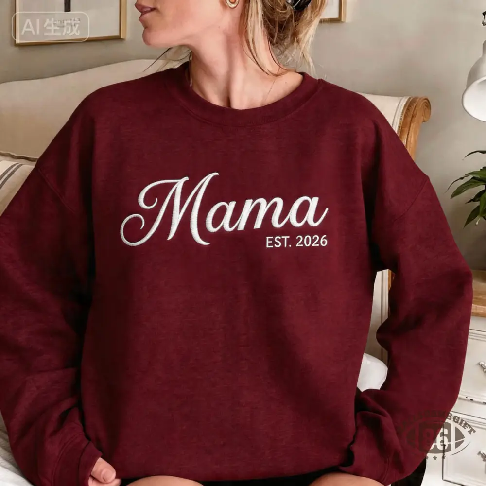 Embroidered Mama Grandma Sweatshirt Personalized Name On Sleeve Mothers Day Gift for Mom