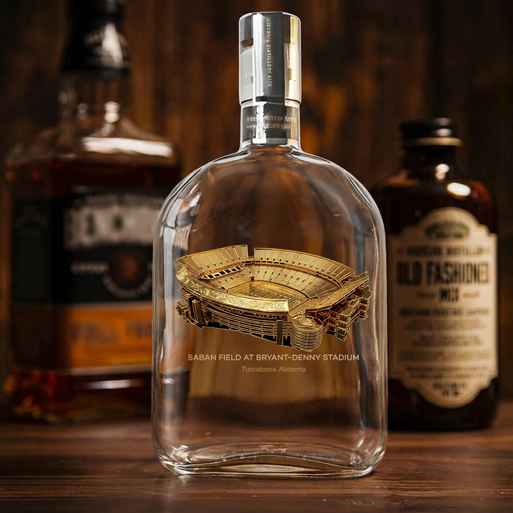 Saban Field at Bryant-Denny Stadium Whiskey Bottle, Perfect Gift For Bourbon Lovers