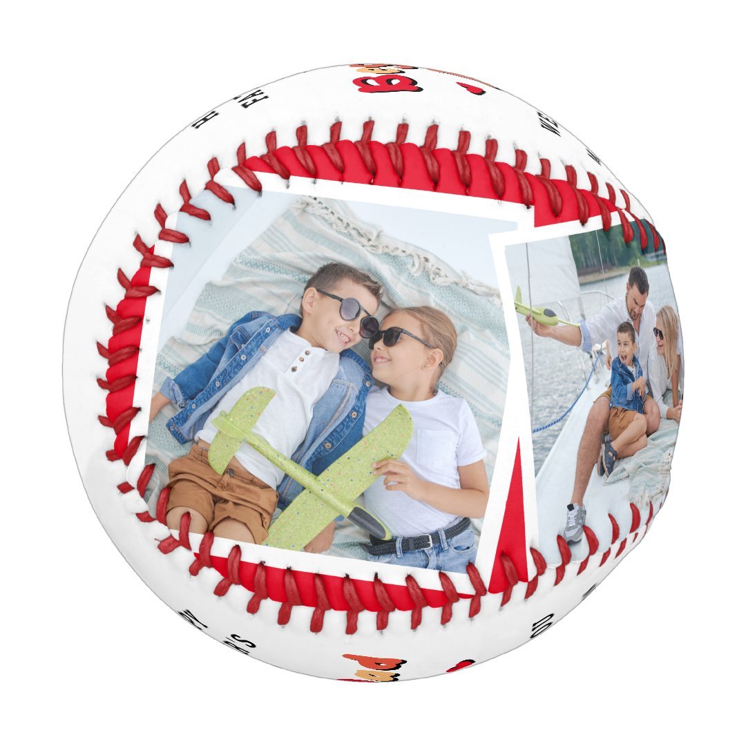 Trendy 4 Photo Best Dad Ever Keepsake Fathers Day Baseball