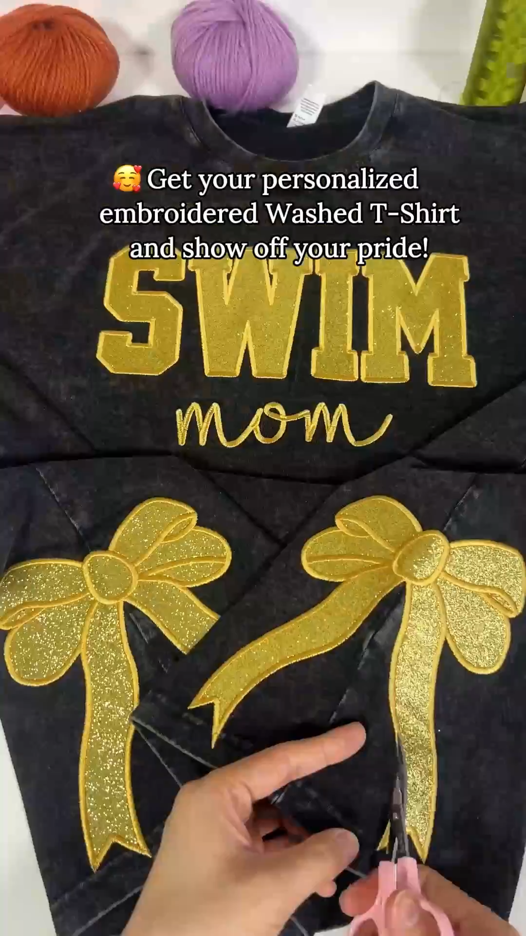 Custom Embroidered Swim Mom Washed T-Shirt Swim Mom Vintage Apparel