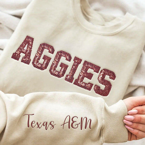 Personalized Sequin Applique Game Day Sweatshirt
