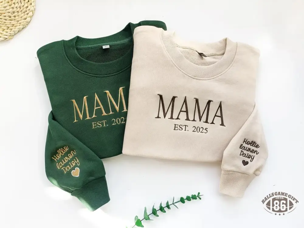 Personalized Mama Full Embroidered Sweatshirt, New Mom Outfit, Mother's Day Gifts.