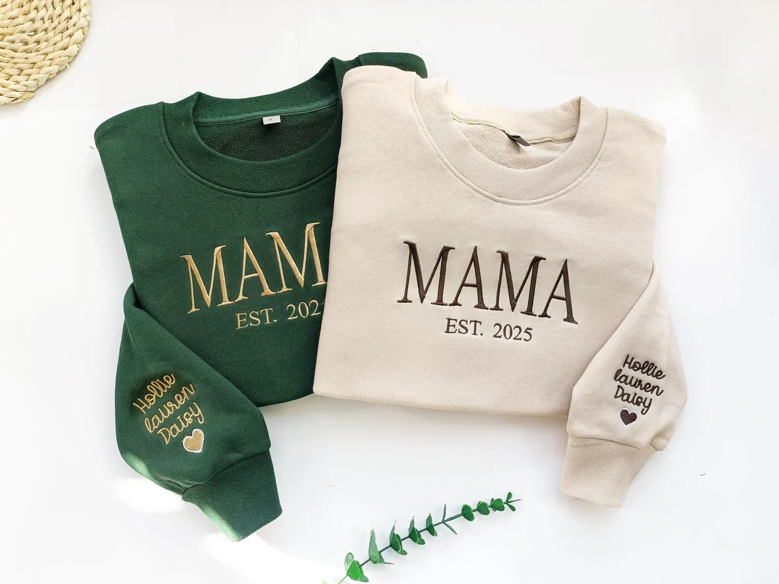 Personalized Mama Full Embroidered Sweatshirt, New Mom Outfit, Mother's Day Gifts.