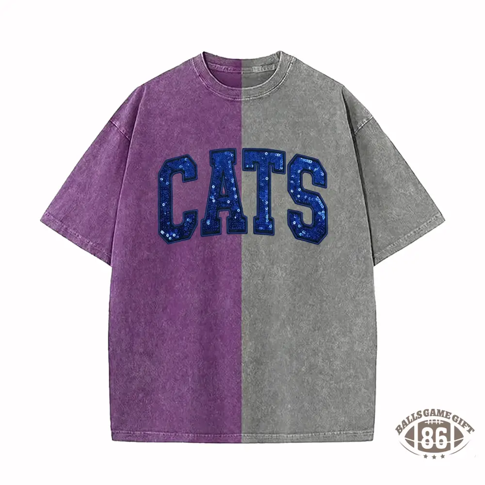 Custom Sequin Text Letter Two Tone Washed T-shirt-Best Gift For Sport Lovers