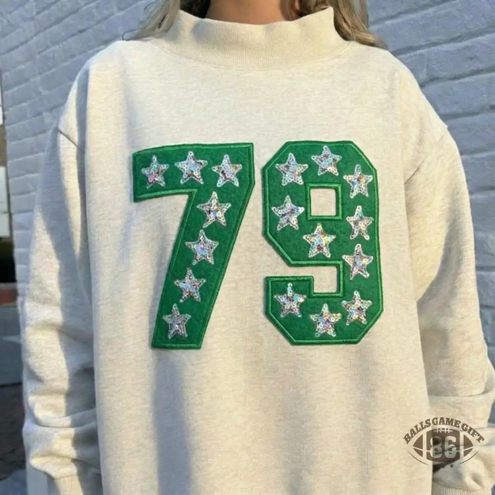  Personalized  Sequin Glitter Team Number Letters Mock Neck