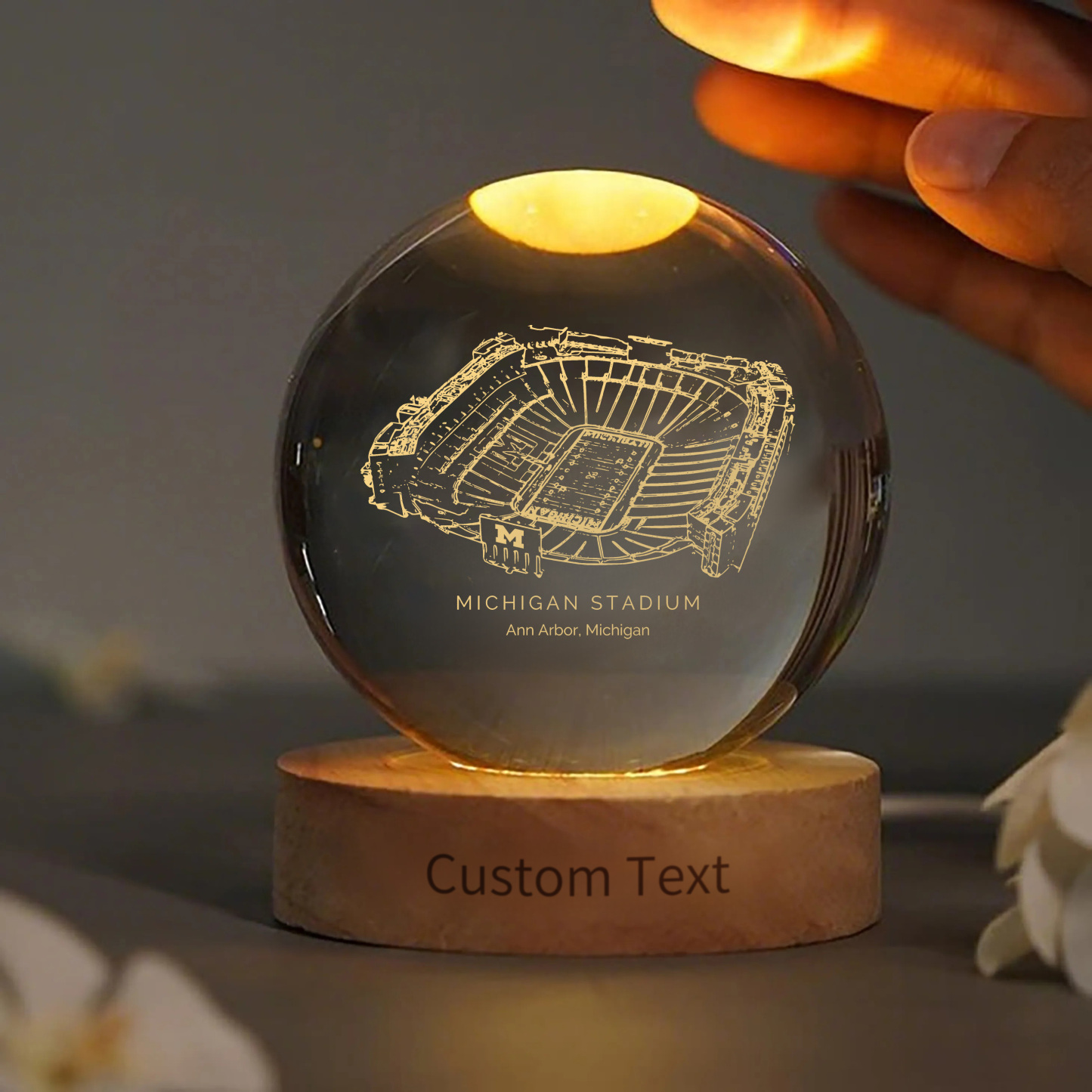 Michigan Stadium 3D Spherical Crystal Ball Lamp