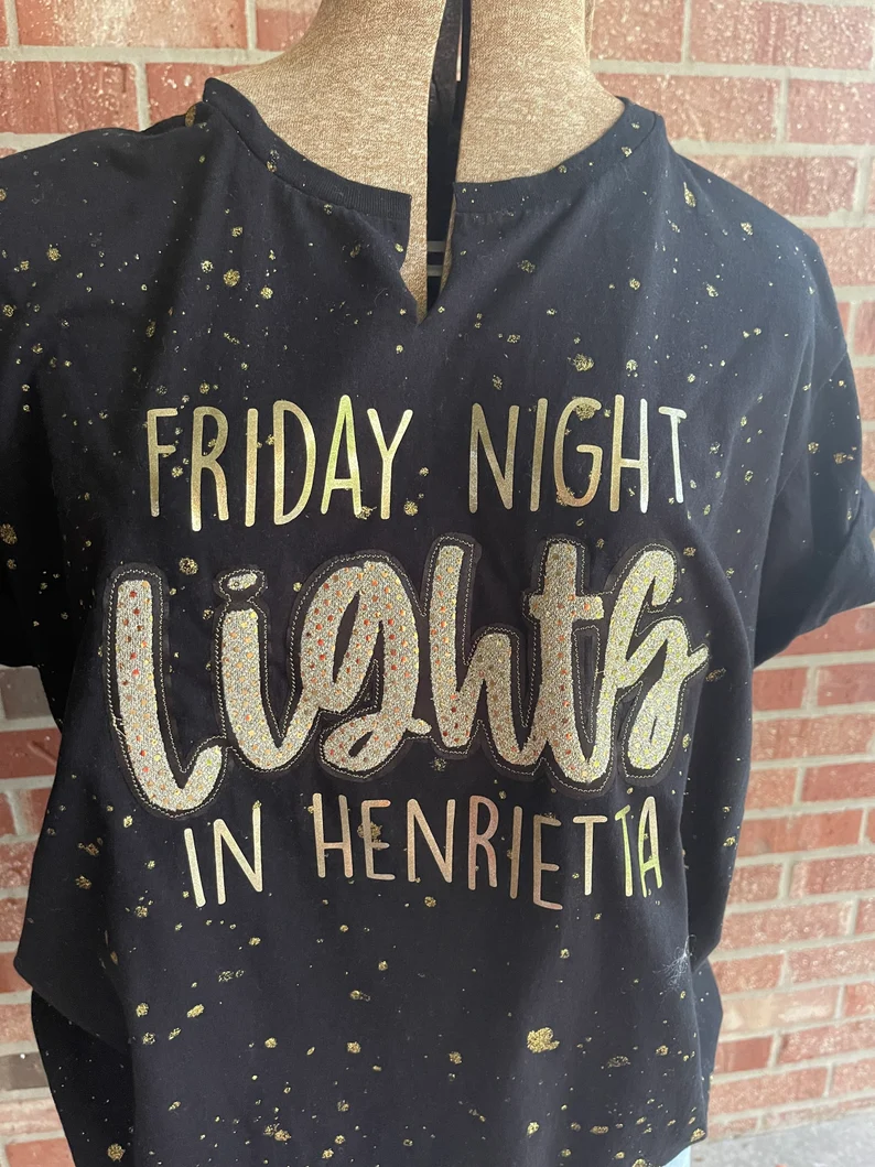 Friday Night Lights Spirit Tee – Glitter Letter Game Day Shirt