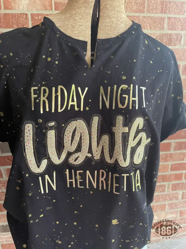 Friday Night Lights Spirit Tee – Glitter Letter Game Day Shirt