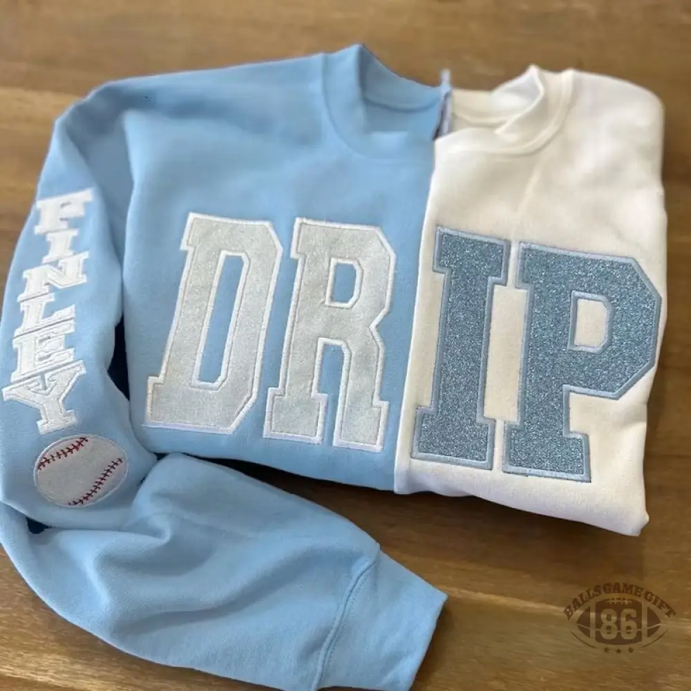 Custom Split Two-Tone Sweatshirt - Glitter Embroidered Sport Team Crewneck