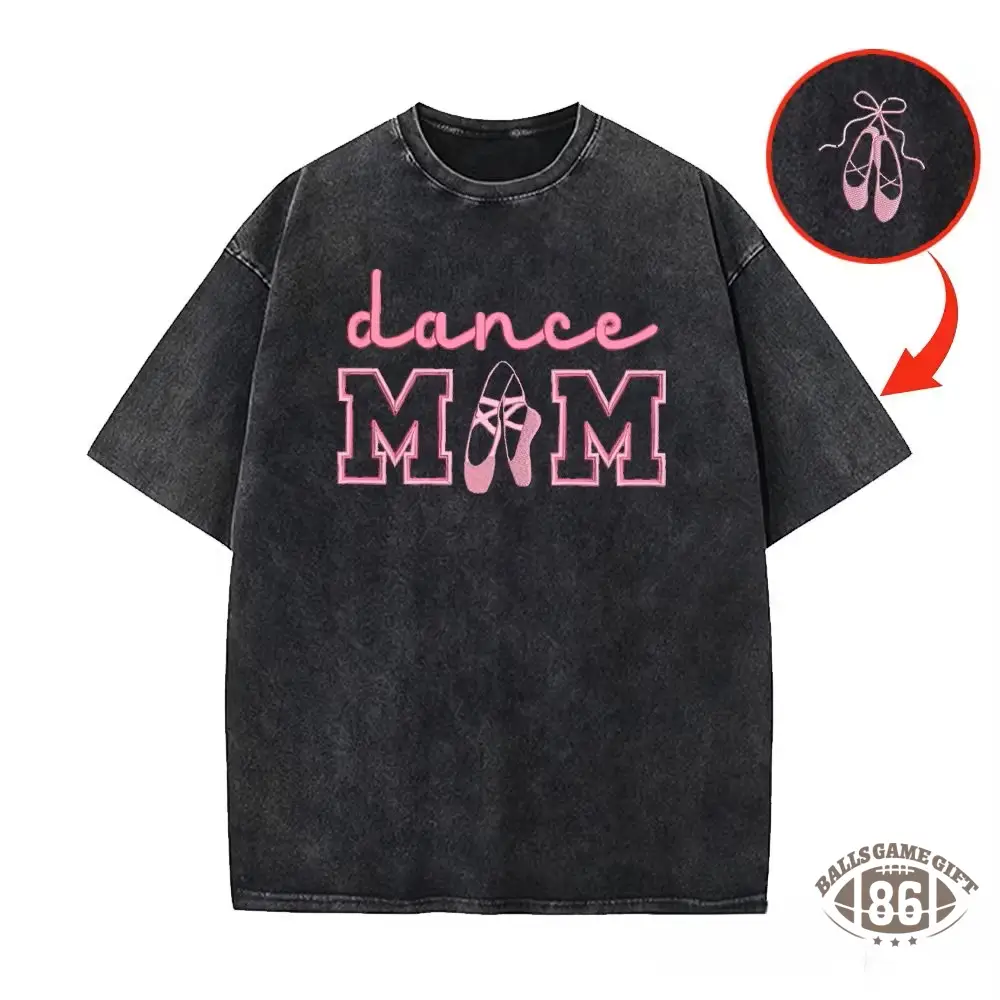 Dance Mom Embroidered Vintage Washed T-Shirt, Oversized Casual Dance Mom Tee