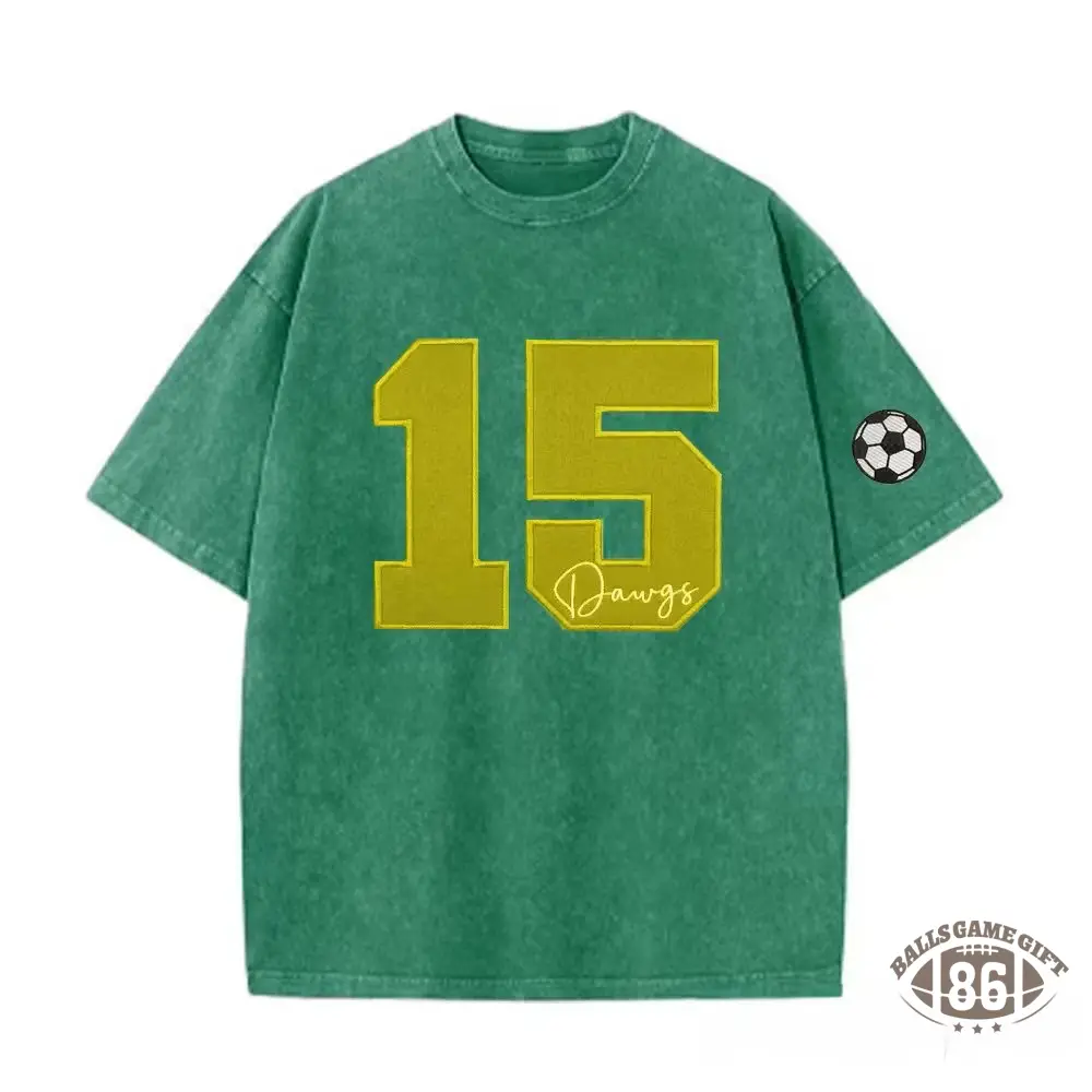 Custom Sports Number T-Shirt, Vintage Washed Team Spirit Casual Top