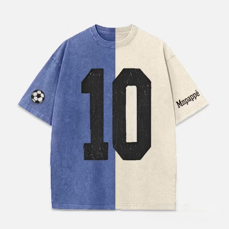 Custom Vintage Varsity Number or Letter Sport Team Two Tone Washed T-Shirt