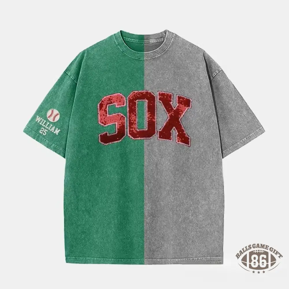 Personalized Sequin Applique Mascot Team Name Game Day Two Tone Washed T-shirt Gifts for Sports Mom
