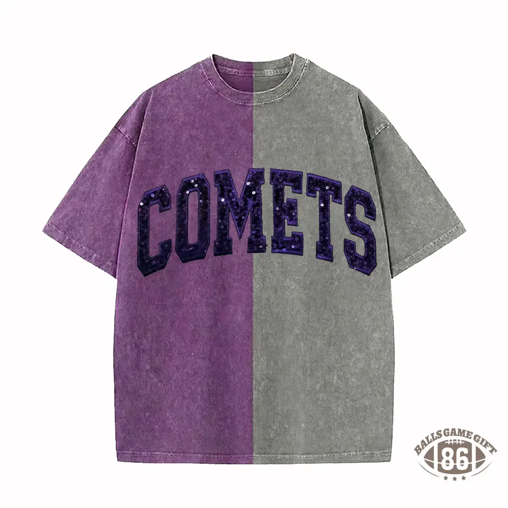 Custom Sequin Text Letter Two Tone Washed T-shirt-Best Gift For Sport Lovers