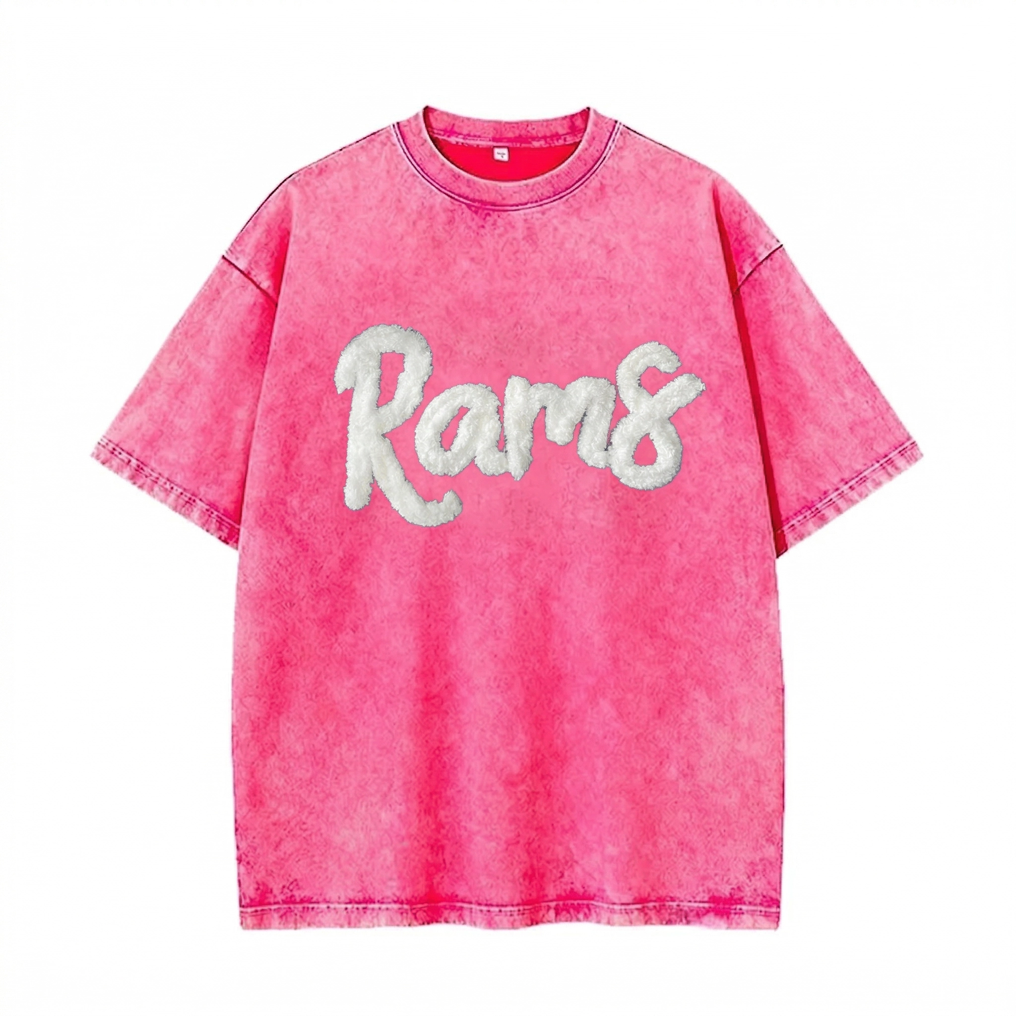 Custom College Chenille Team Name Embroidered Washed T-shirt Gifts for Sports Fans