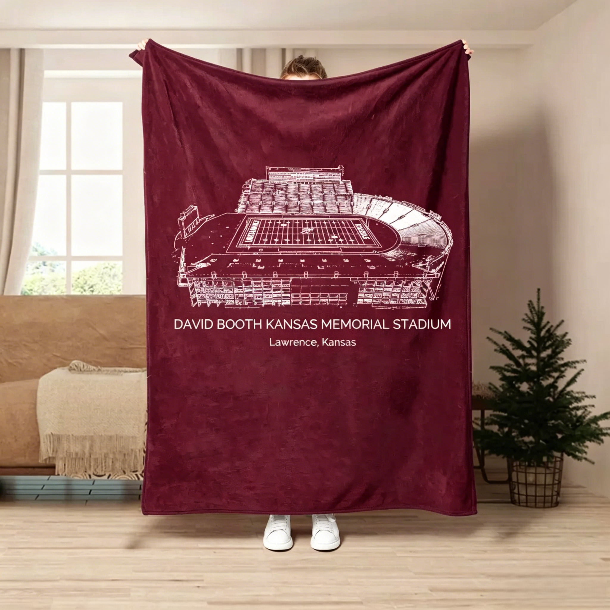 David Booth Kansas Memorial Stadium - College Football Blanket