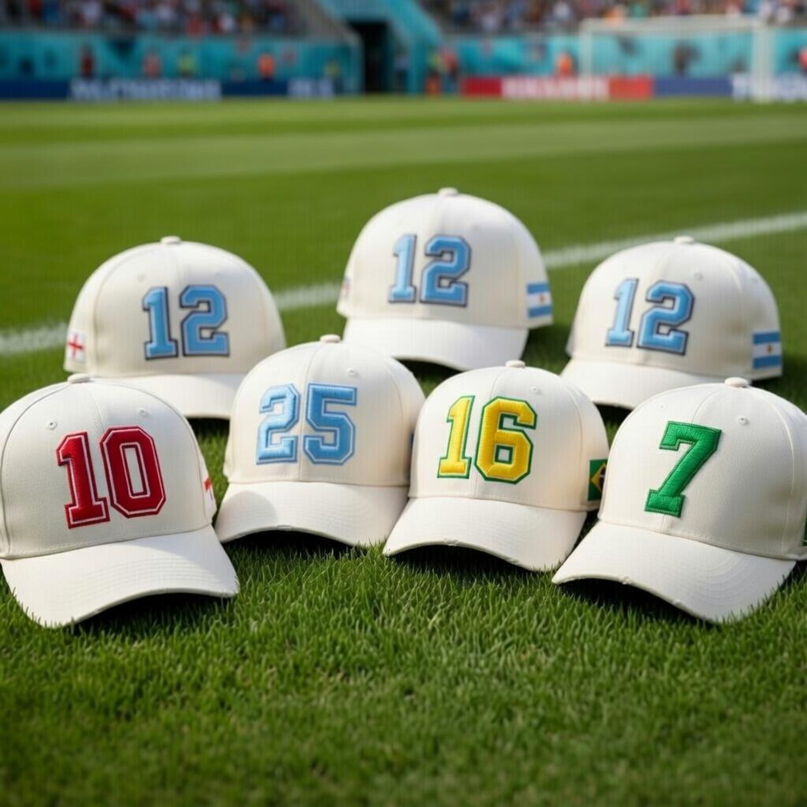 2026 World Cup Custom Soccer Hat | 3D Embroidered Number + National Flag Baseball Cap