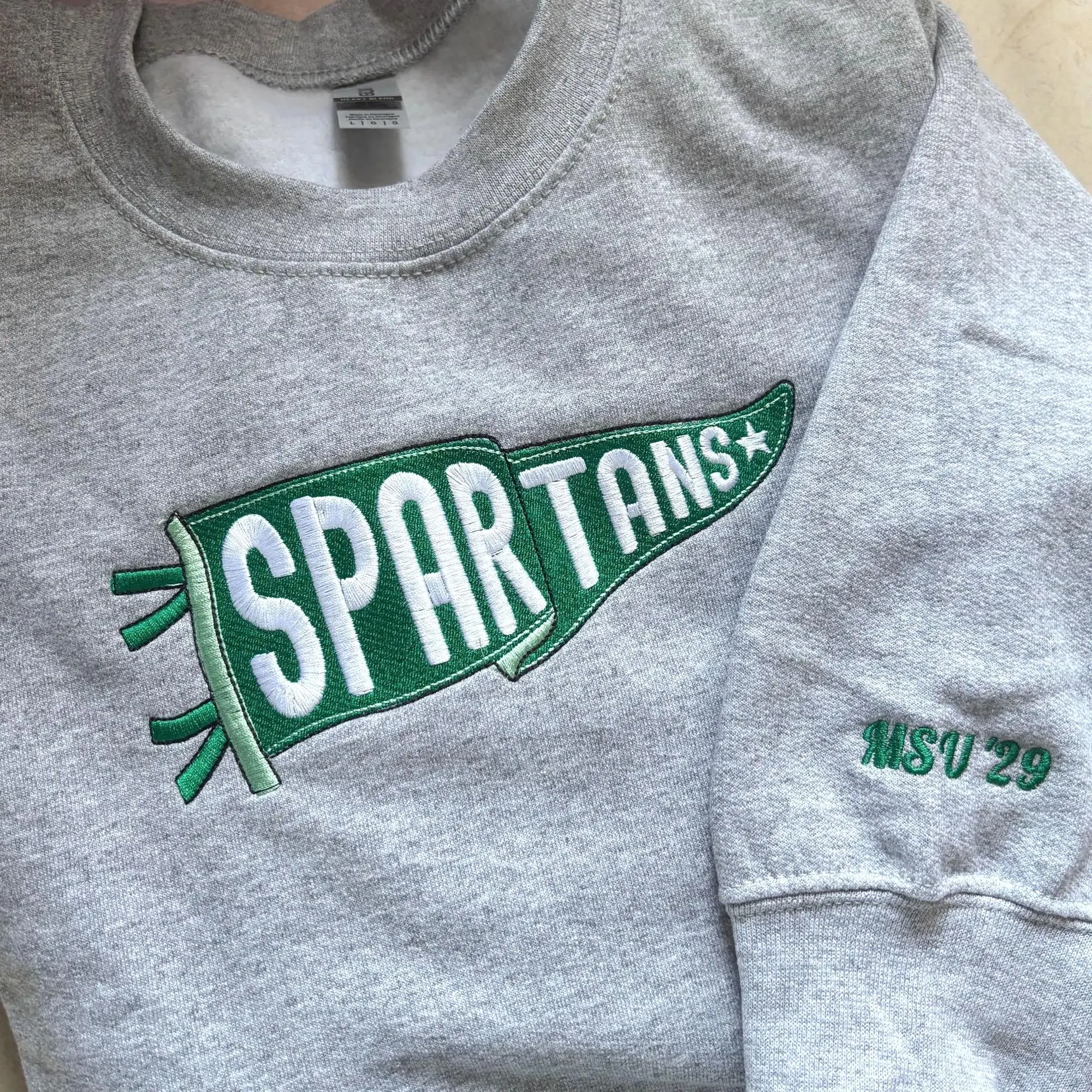 Custom Pennant Embroidered Sweatshirt - Personalized Team & School Spirit Crewneck