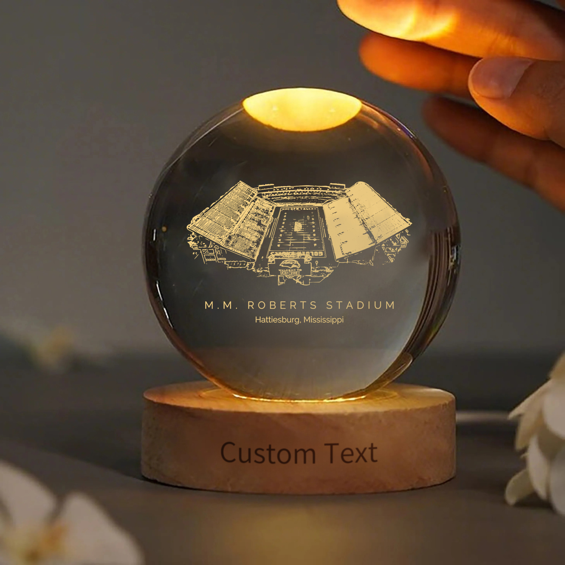 M. M. Roberts Stadium 3D Spherical Crystal Ball Lamp