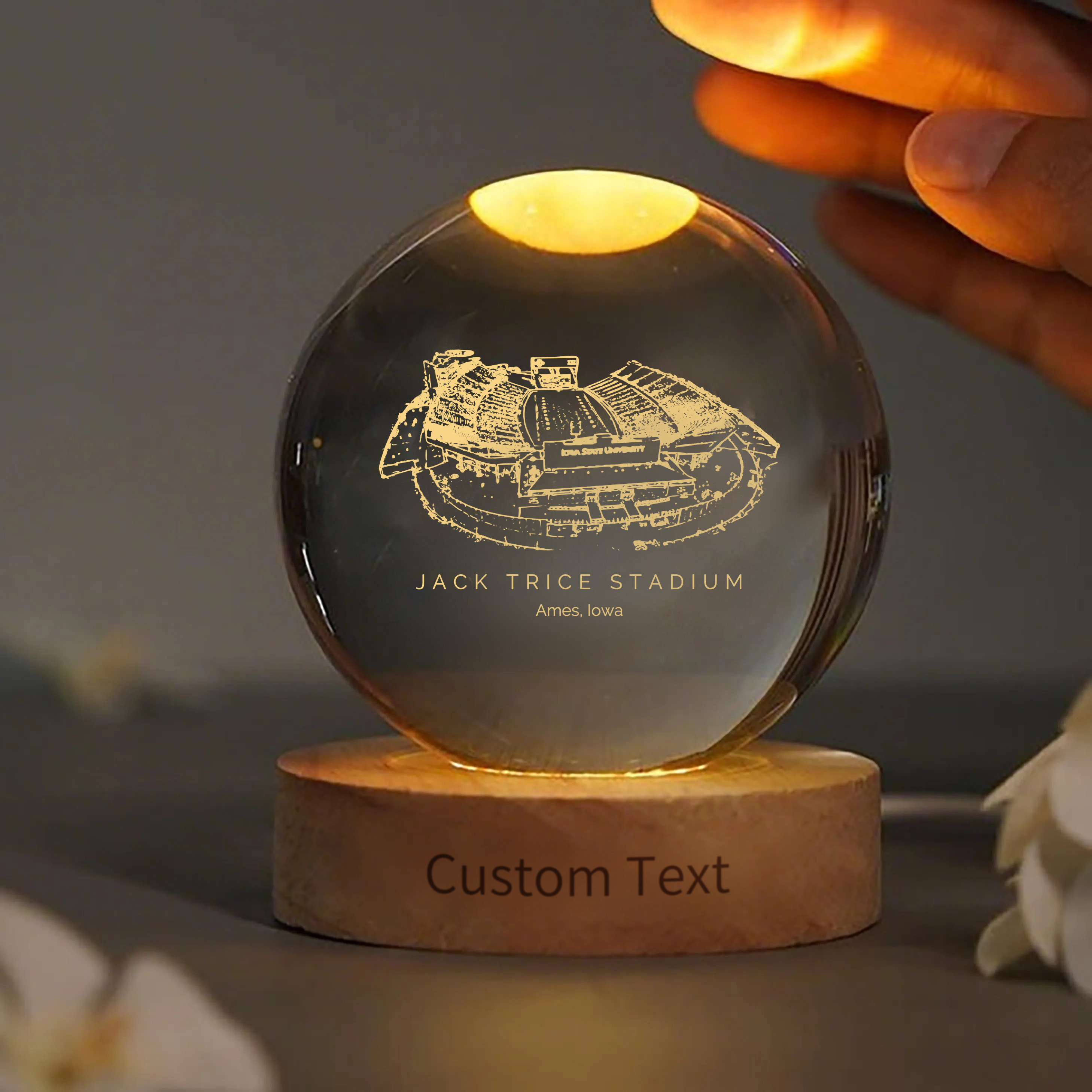 Jack Trice Stadium 3D Spherical Crystal Ball Lamp