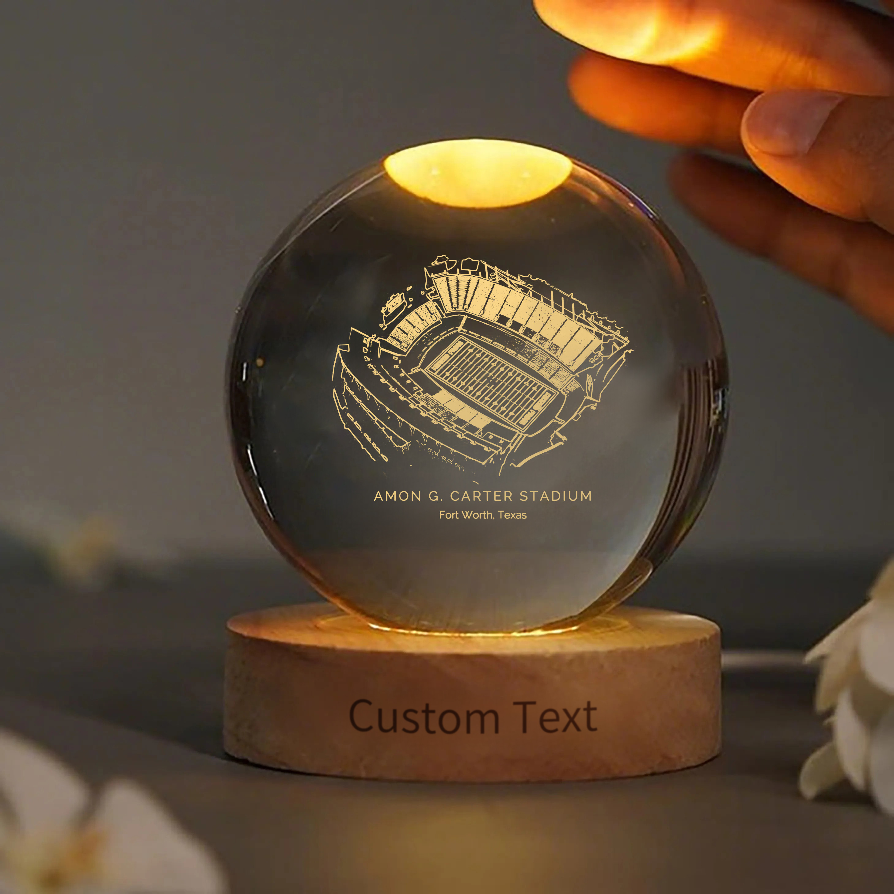 Amon G. Carter Stadium 3D Spherical Crystal Ball Lamp