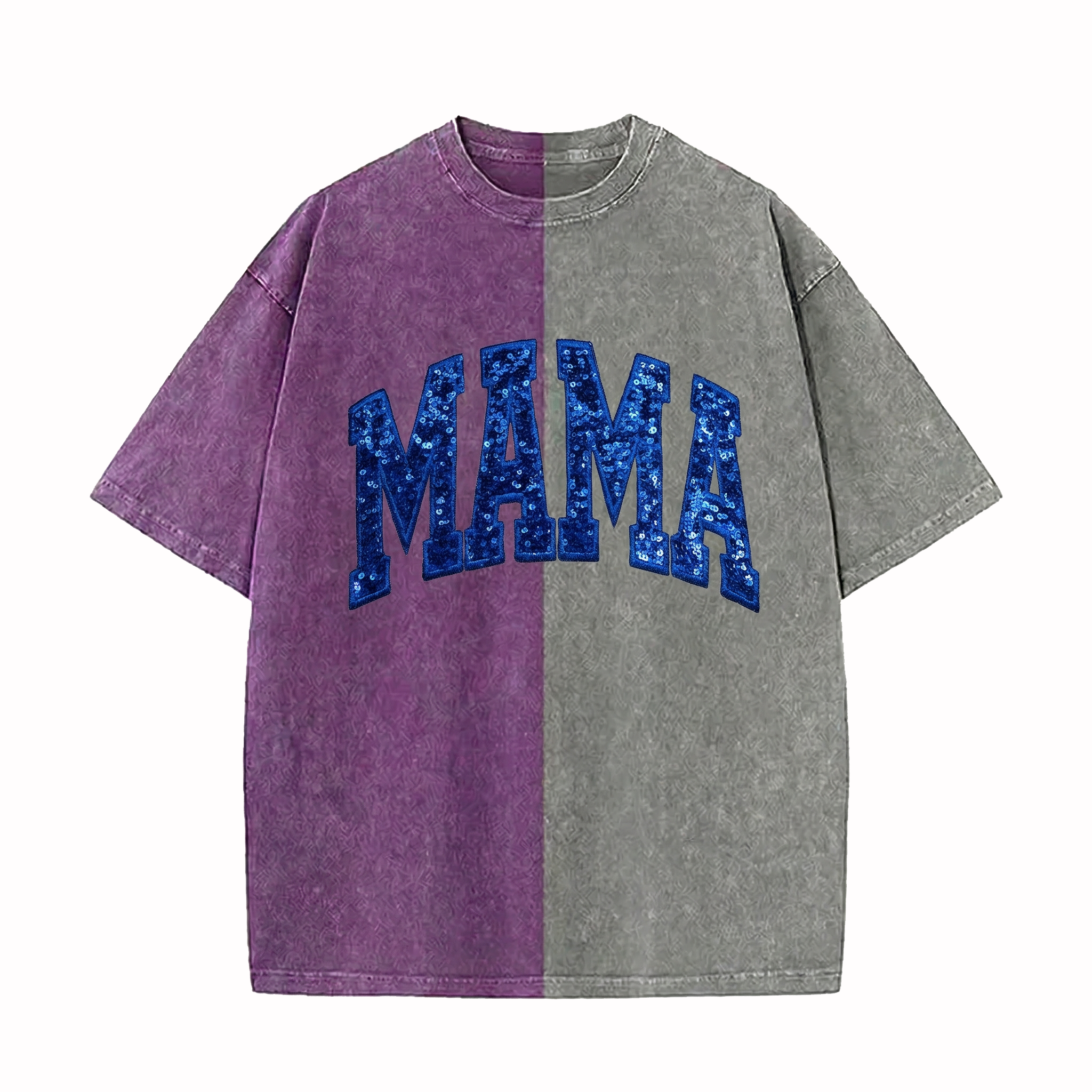 Custom Sequin Text Letter Two Tone Washed T-shirt-Best Gift For Sport Lovers