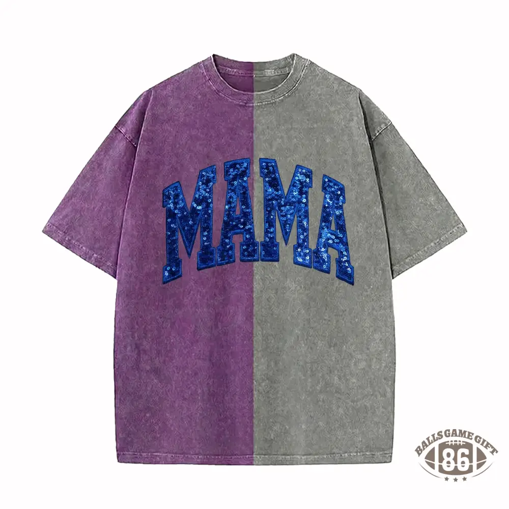 Custom Sequin Text Letter Two Tone Washed T-shirt-Best Gift For Sport Lovers