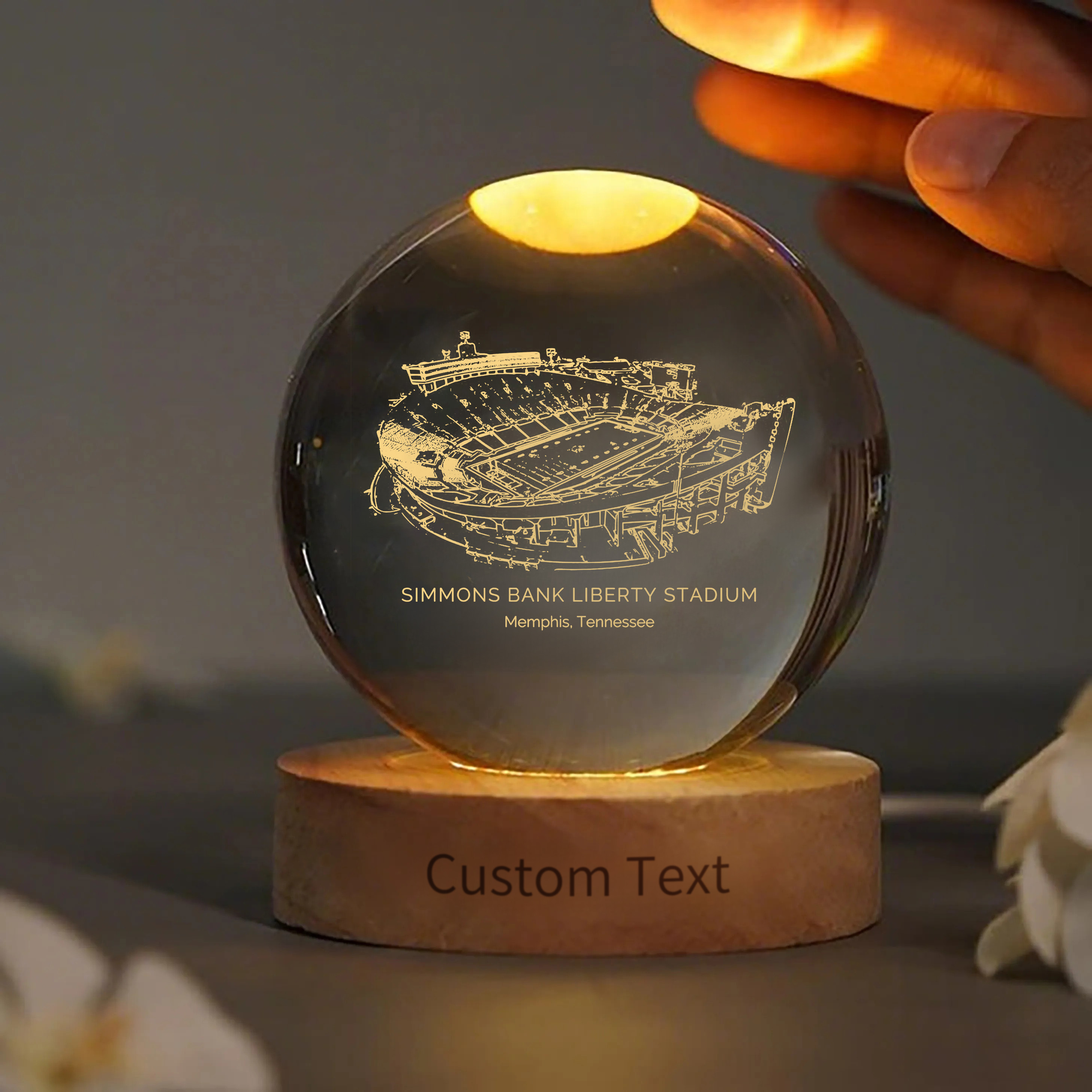 Simmons Bank Liberty Stadium 3D Spherical Crystal Ball Lamp