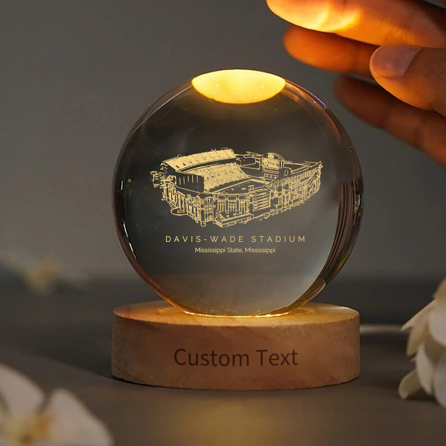 Davis Wade Stadium 3D Spherical Crystal Ball Lamp