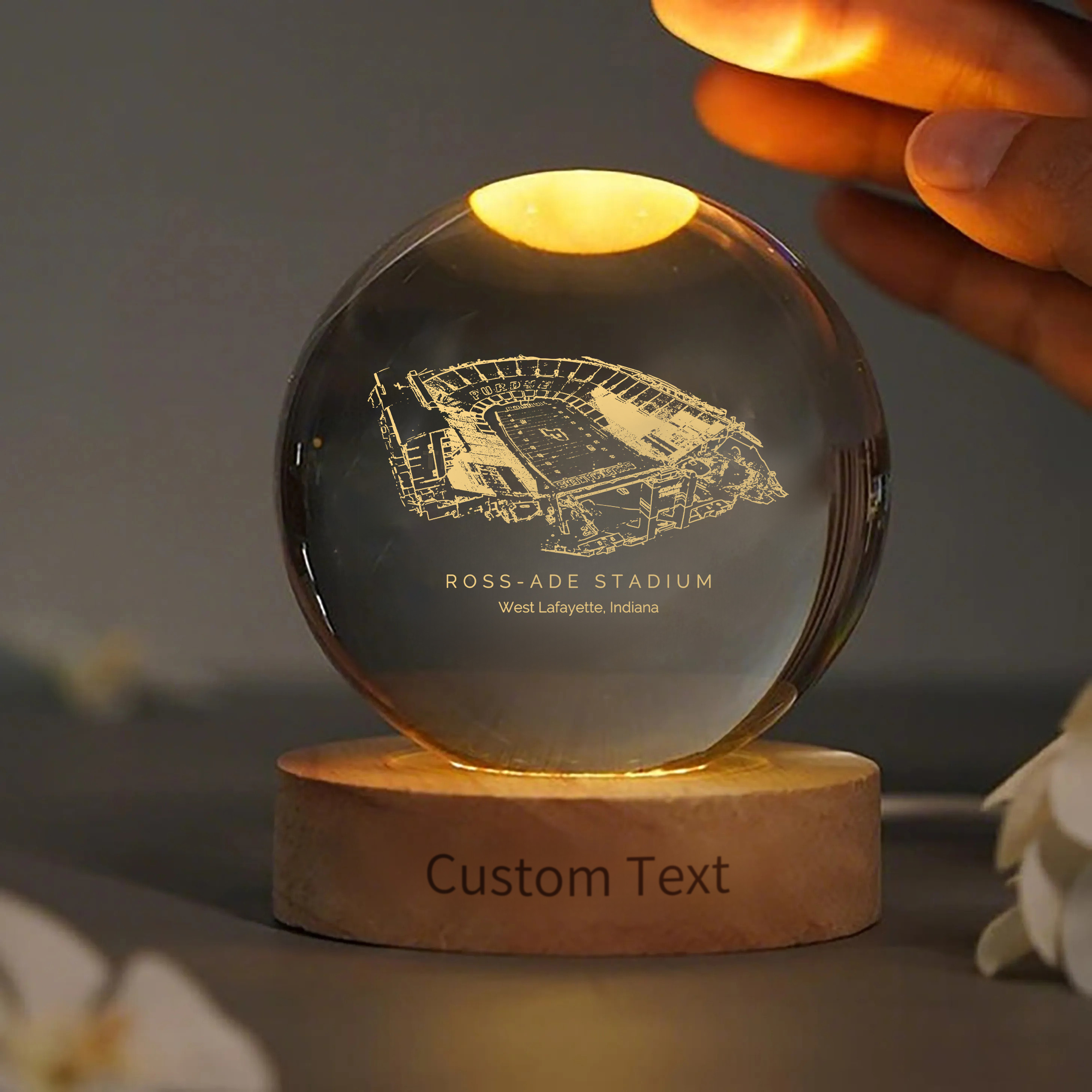 Ross-Ade Stadium 3D Spherical Crystal Ball Lamp