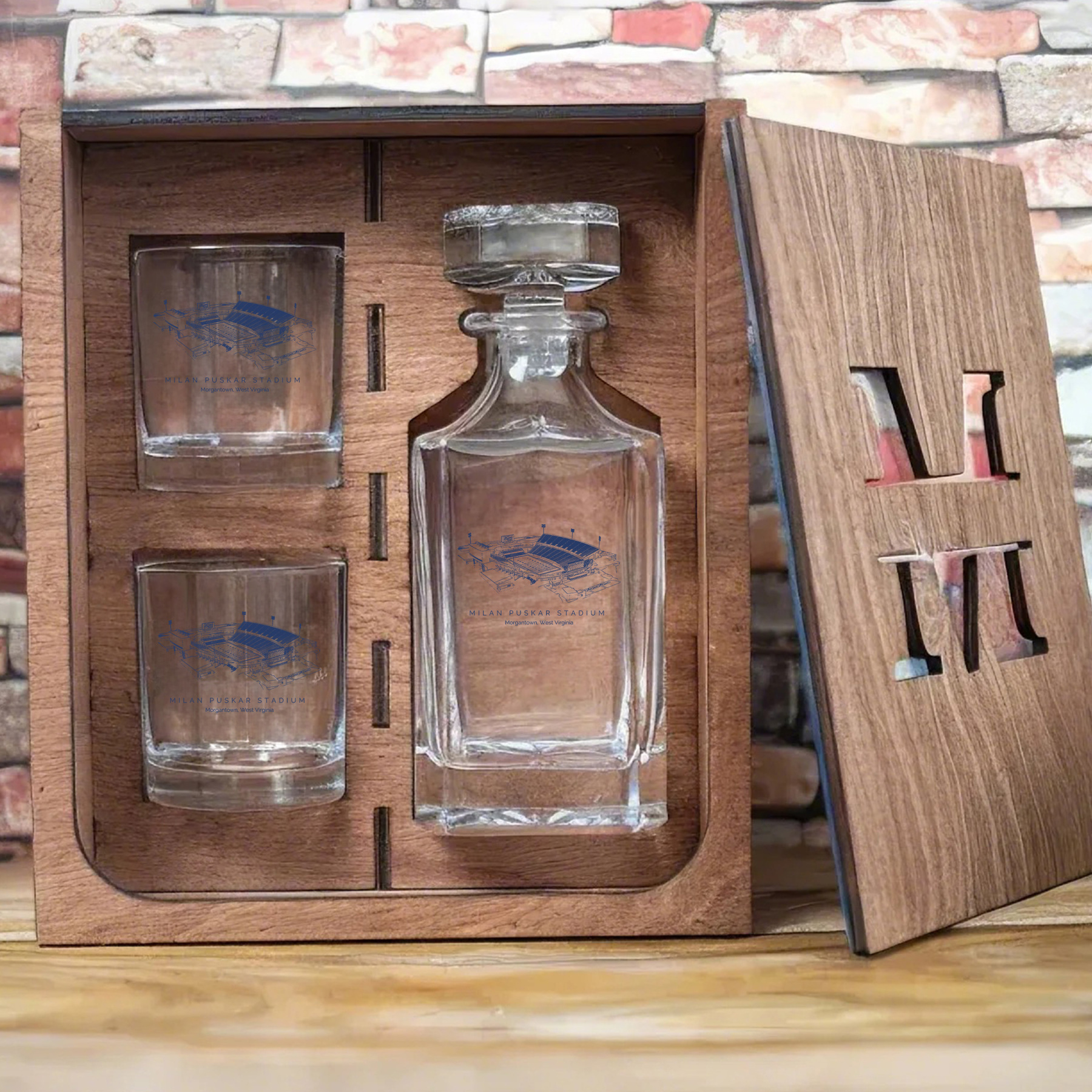 Milan Puskar Stadium - West Virginia Mountaineers Whiskey Set