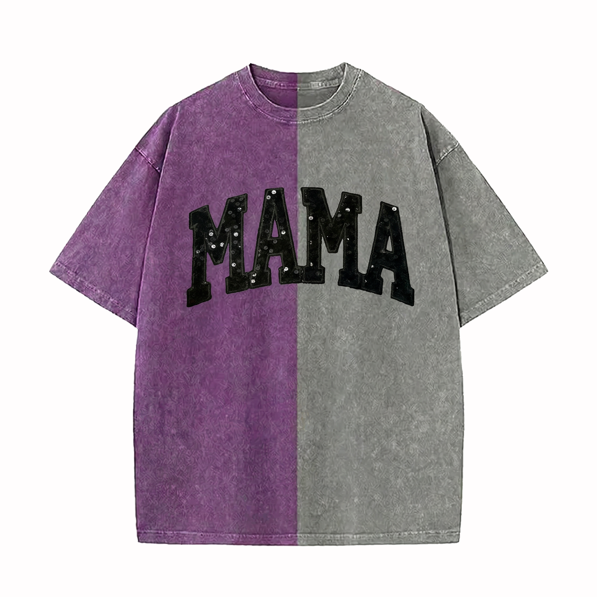 Custom Sequin Text Letter Two Tone Washed T-shirt-Best Gift For Sport Lovers