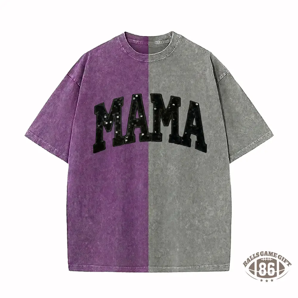 Custom Sequin Text Letter Two Tone Washed T-shirt-Best Gift For Sport Lovers