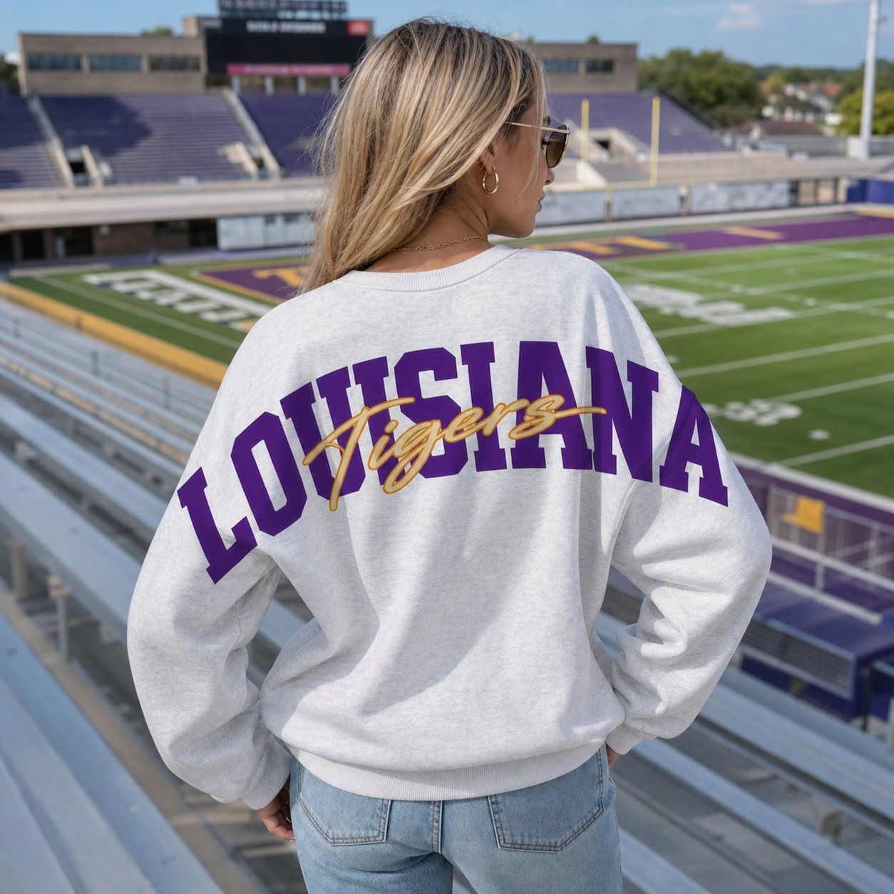 Vintage Arch State Name Heat Transfer Oversized Sweatshirt | Game Day Spirit Pullover