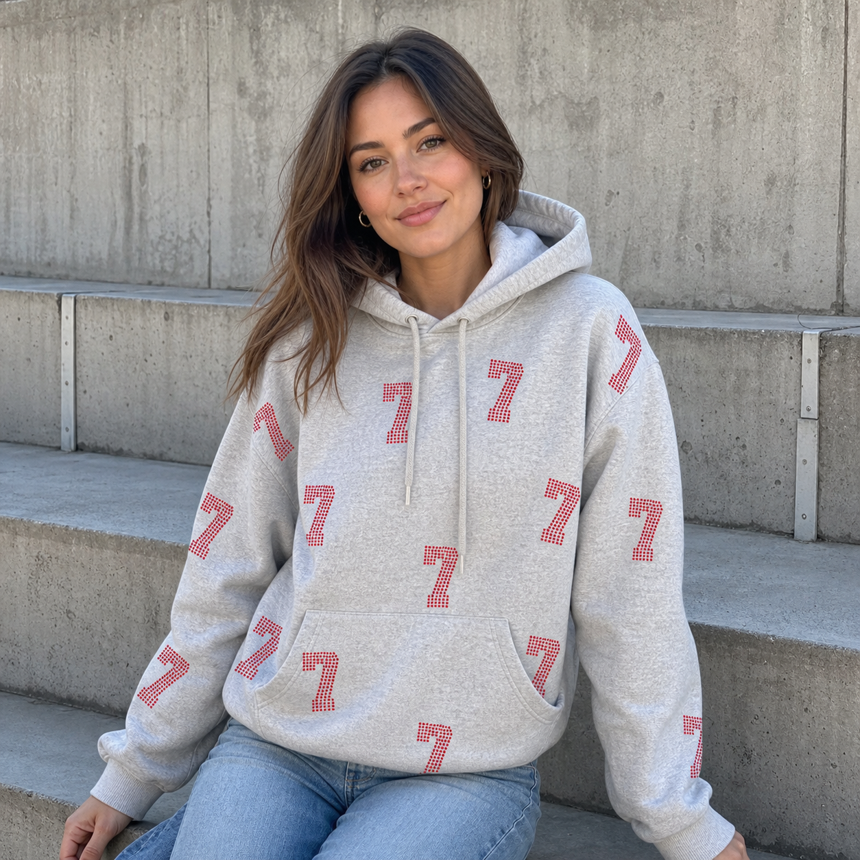 Custom Vintage Game Day Sweatshirt Hoodie with Rhinestone Number