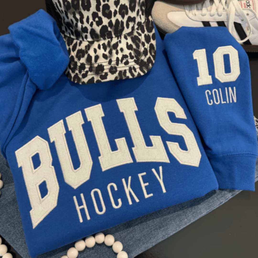 Custom Glitter Applique Team Sport Sweatshirt