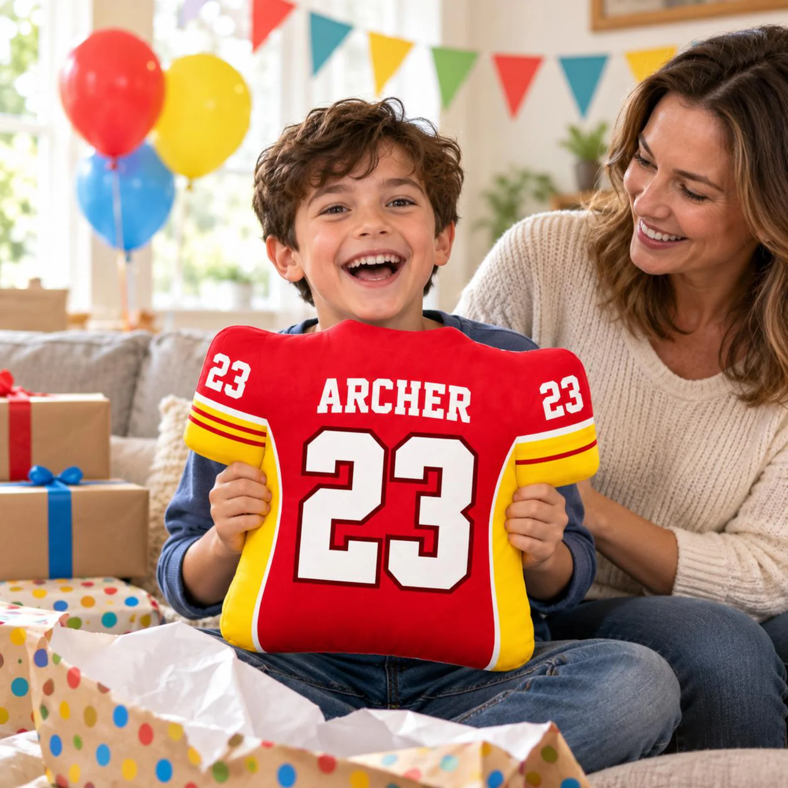 Personalized Football Jersey Pillow Custom Name Number Sports Cushion Youth Player Gift