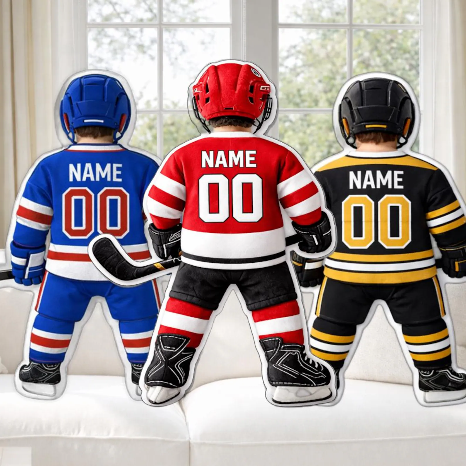 Personalized Hockey Player Pillow Custom Jersey Name Number Throw Pillow Hockey Fans Gifts For Kids 