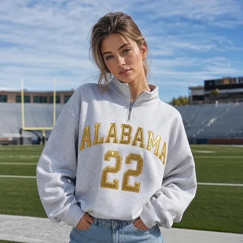 Custom Metallic Puff Print Quarter Zip Sweatshirt – Personalized Team Name & Number
