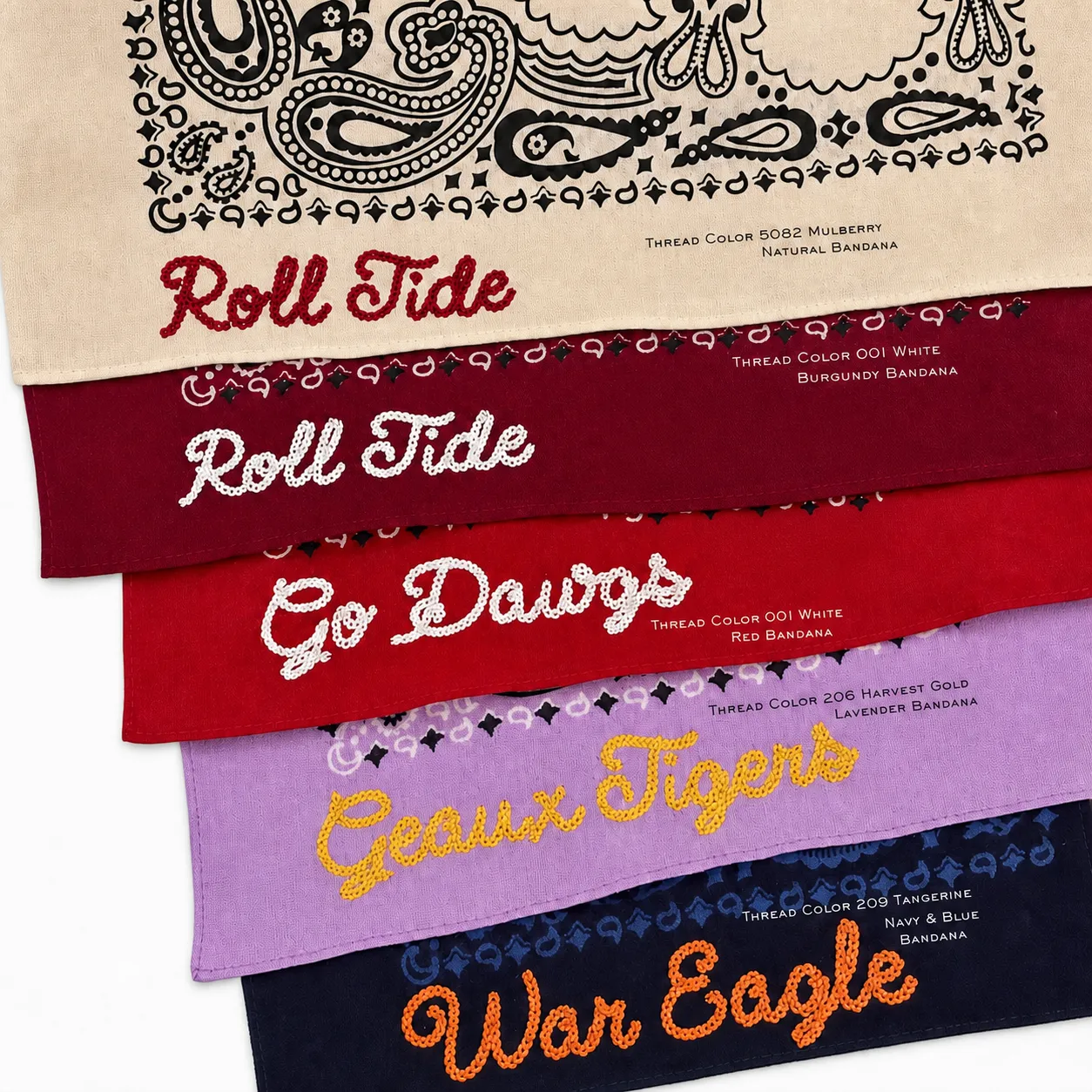 Custom Chain Stitch Team Spirit Bandana Scarf – Personalized Game Day Accessory