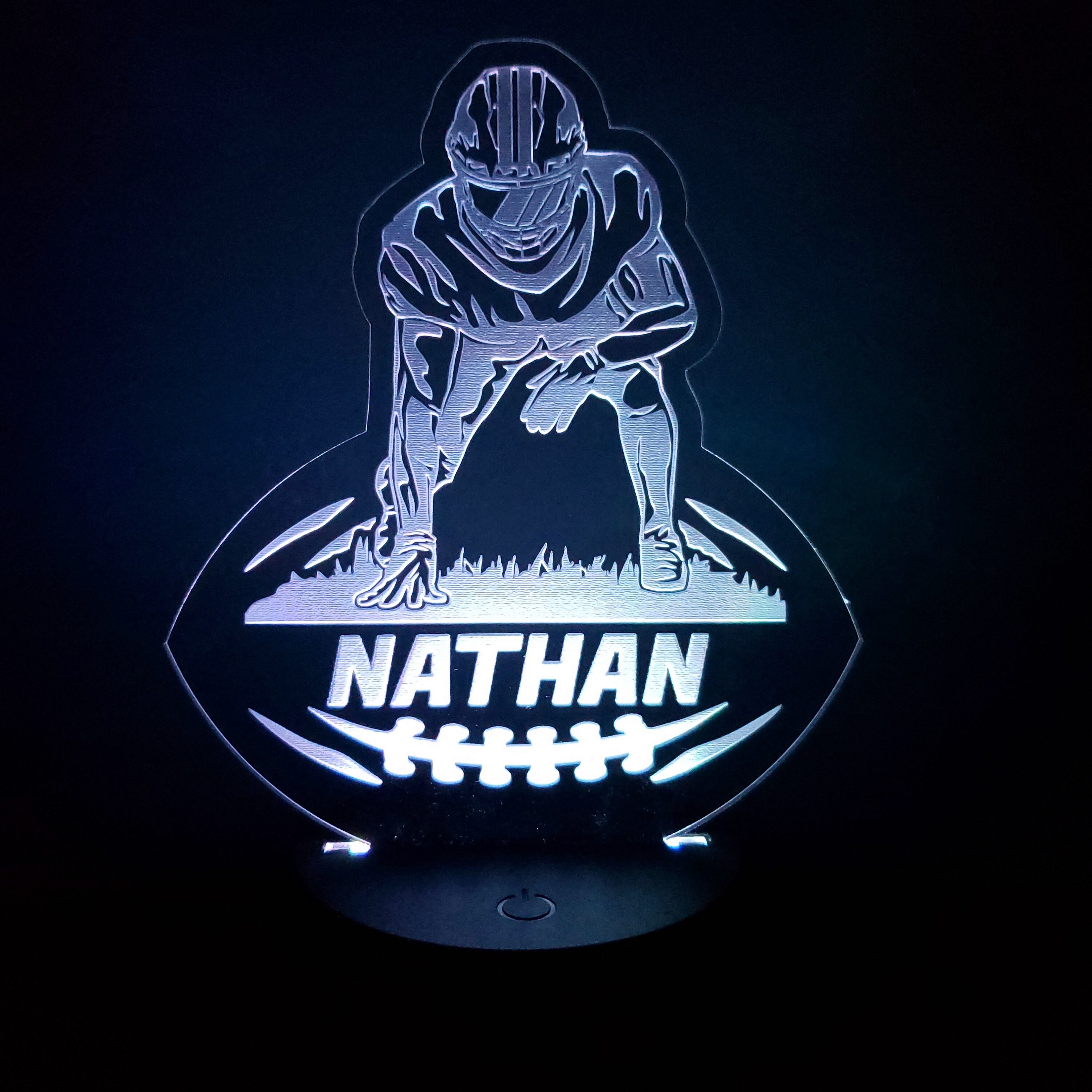 Personalized Football LED Night Light, Custom Name Acrylic Color-Changing Lamp, Sports Gift for Kids, Athletes & Football Fans