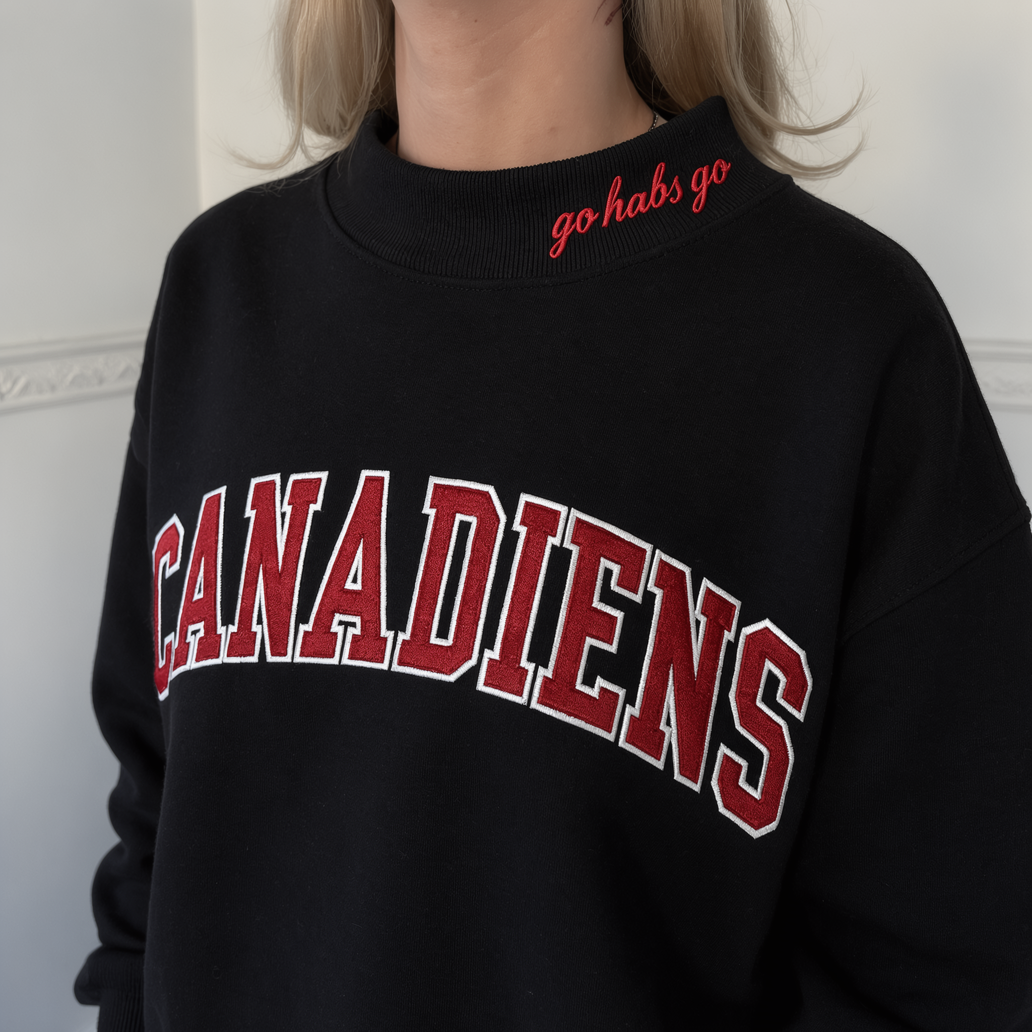 Custom Team Name Mock Neck Sweatshirt – Embroidered Varsity Style