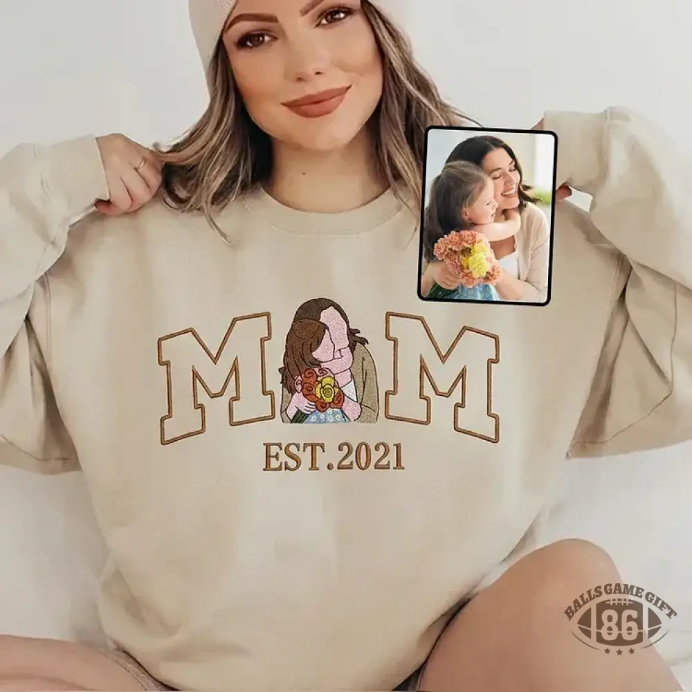 Customized Mom Mum Mother-Child Photo Mother's Day Embroidered Sweatshirt