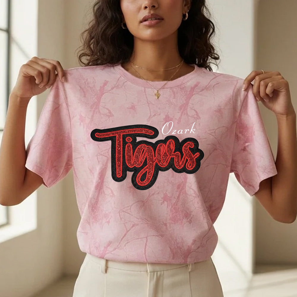 Custom Glitter Team Mascot Embroidered Camo Sweatshirt For Game Day Gifts for Sports Mom