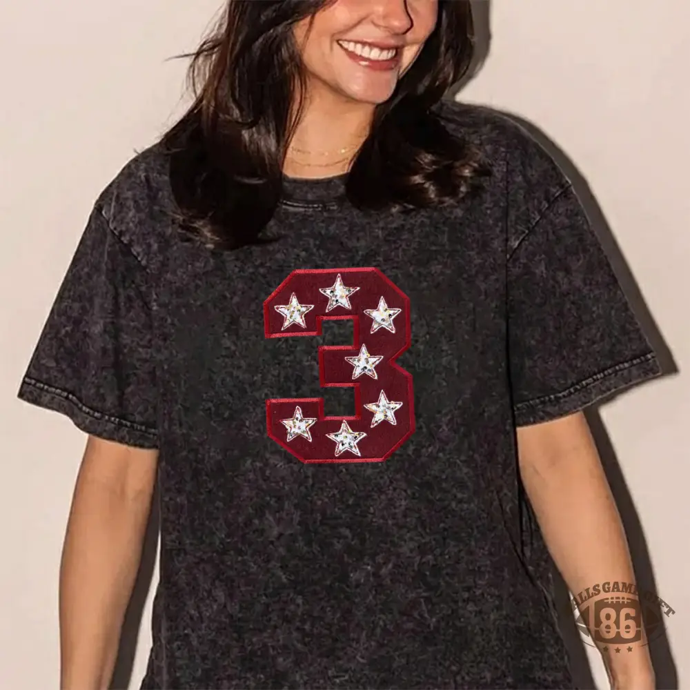 Custom Team Number with Stars Washed Sweatshirt Personalized Numbers