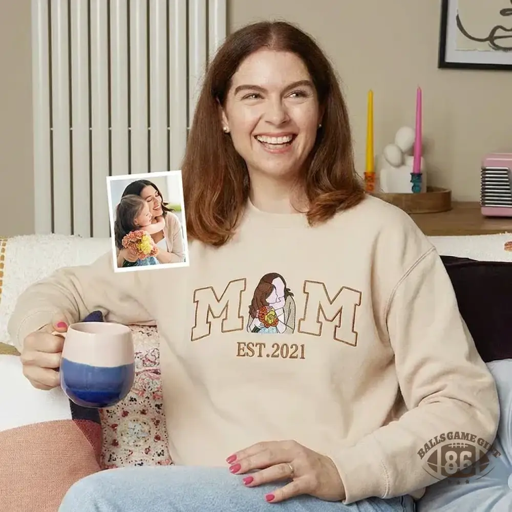 Customized Mom Mum Mother-Child Photo Mother's Day Embroidered Sweatshirt