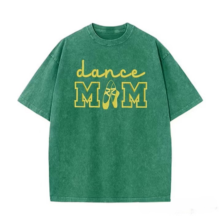 Dance Mom Embroidered Vintage Washed T-Shirt, Oversized Casual Dance Mom Tee