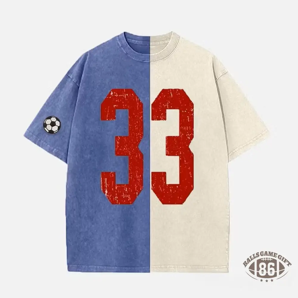 Custom Vintage Varsity Number or Letter Sport Team Two Tone Washed T-Shirt