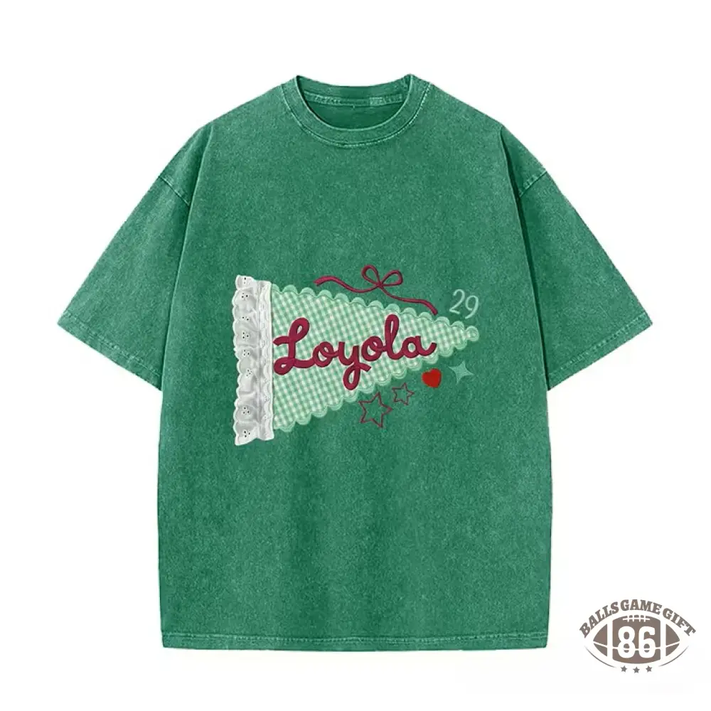 Custom Mascot & Team Spirit Washed Tee with Lace Pennant Applique ✨